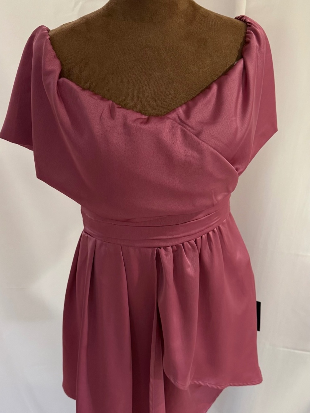 NWT Lulus Always Celebrating Mauve Pink Satin Off-the-Shoulder Mini Dress SZ M